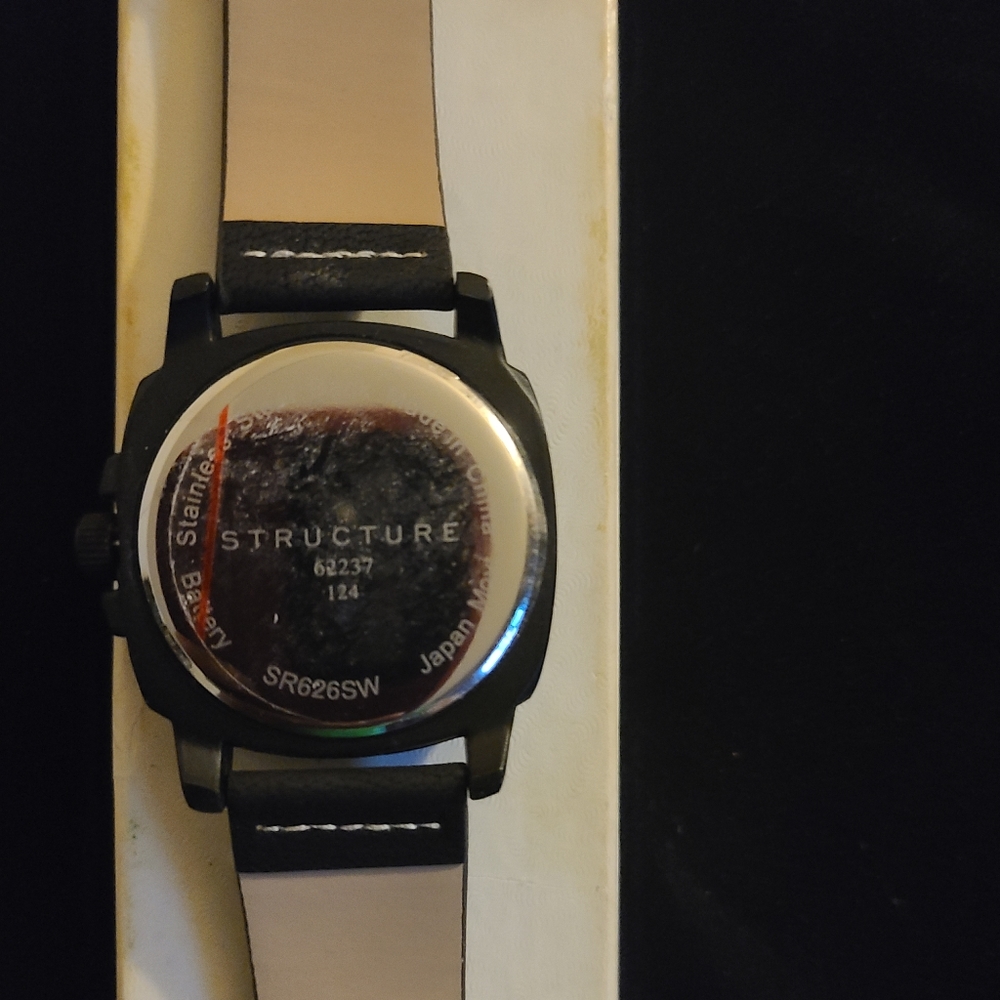 Structure mens watch new no tags leather all black - Picture 4 of 4